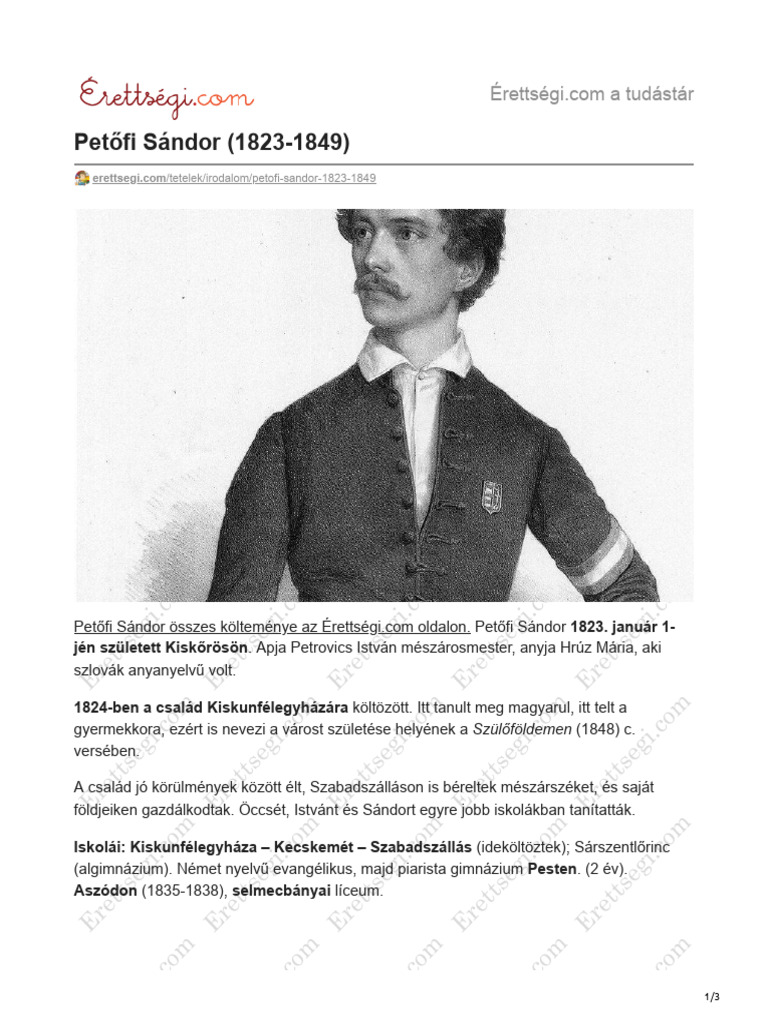 Pet Fi S Ndor 1823 1849 PDF