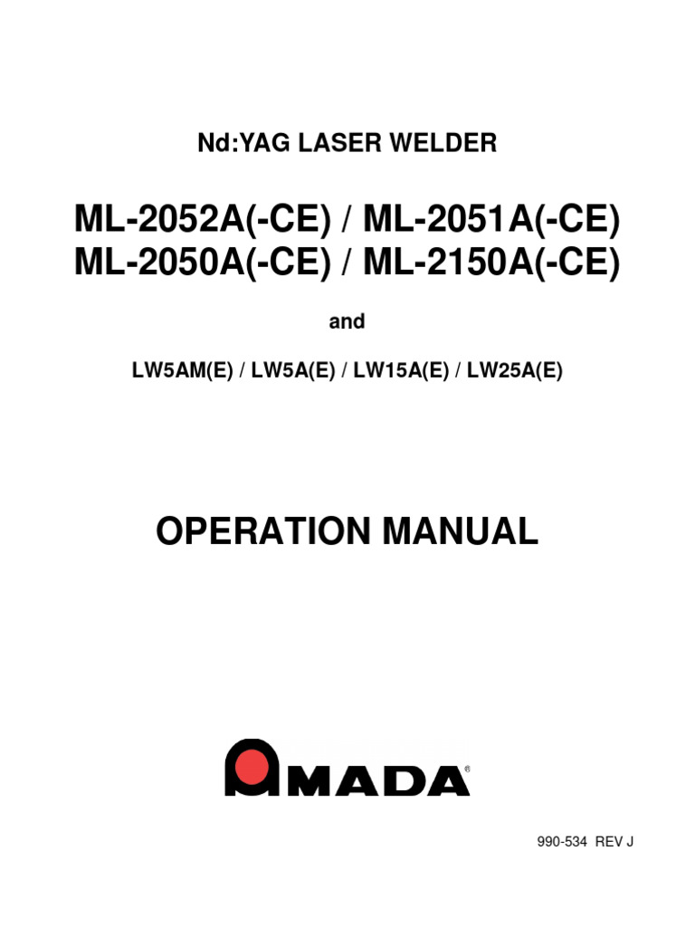 ミル。ページ ML 2150A Laser Welders Manual Rev J | PDF | Laser | Sales
