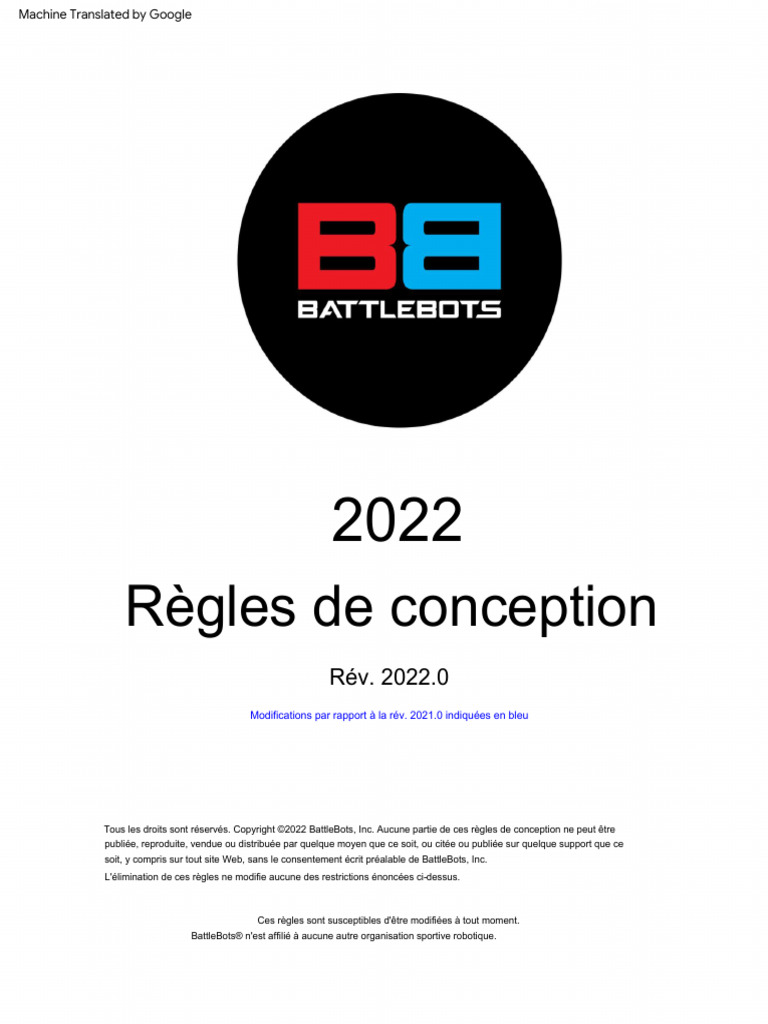 Battlebots Design Rules 2022 0 Pdf