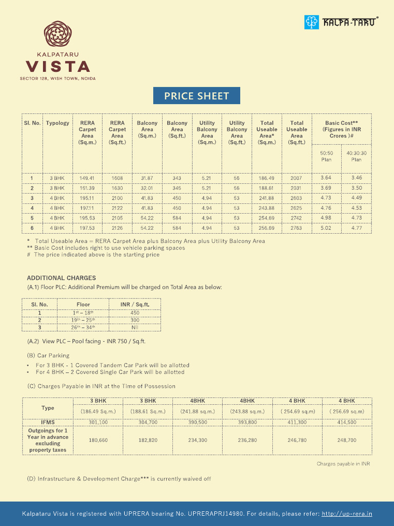 Vista Current Price Sheet - V4 | PDF