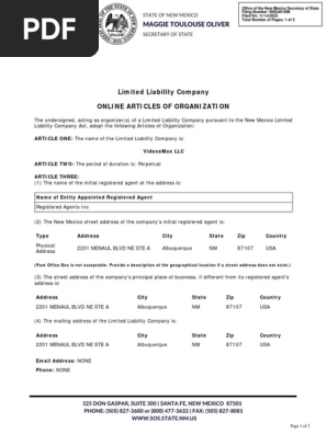 articles of organization