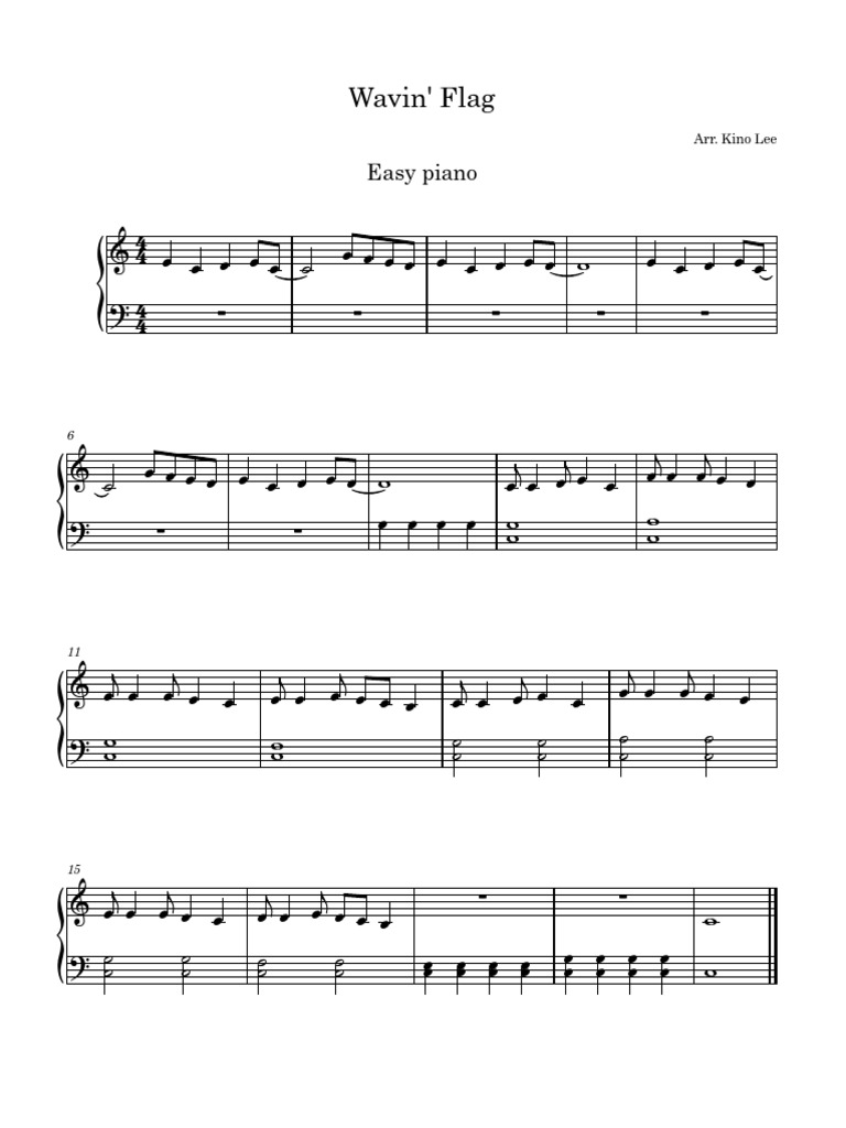 Wavin' Flag Easy Piano | PDF