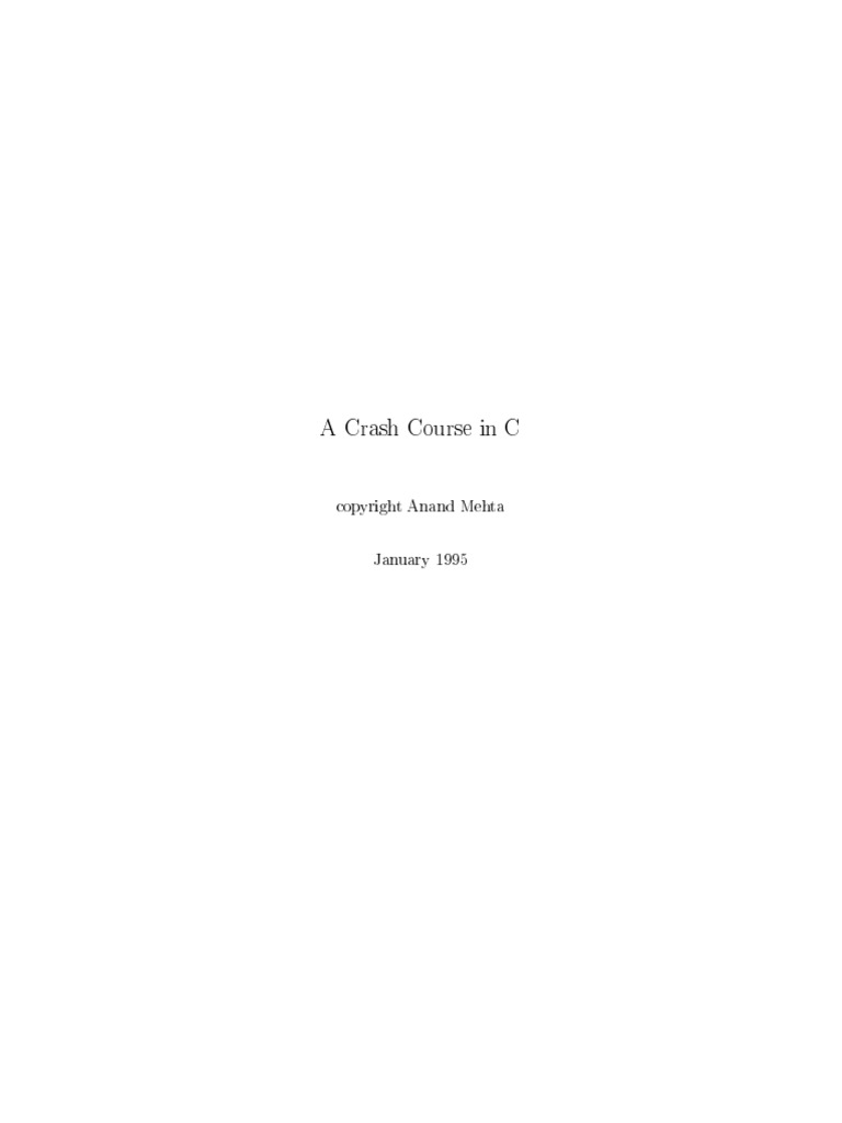 Crash Course in C | PDF | Parameter (Computer Programming) | Pointer ...
