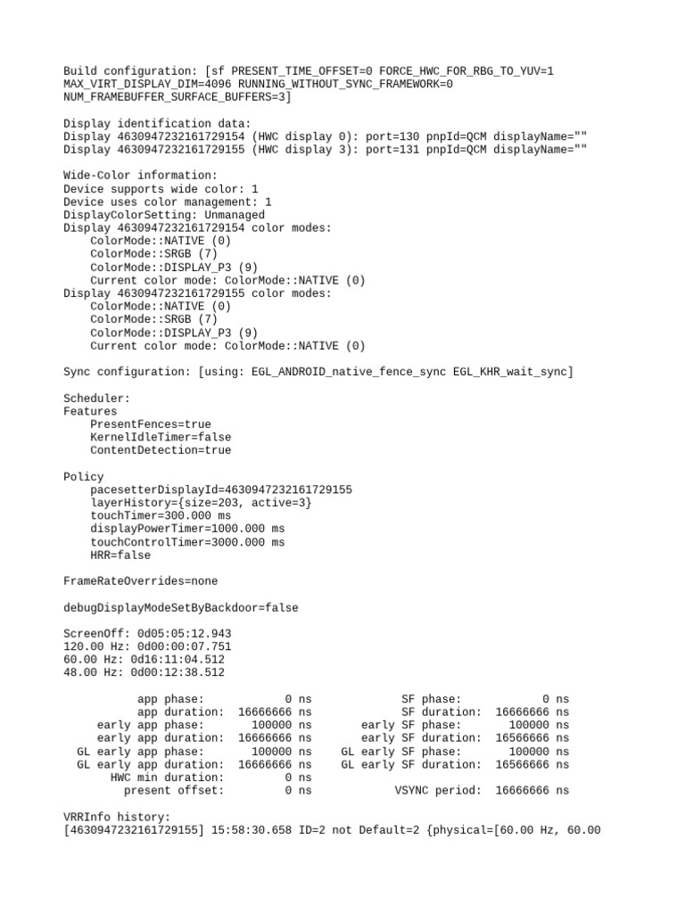 Display Configuration and Performance Data | PDF | Android (Operating ...
