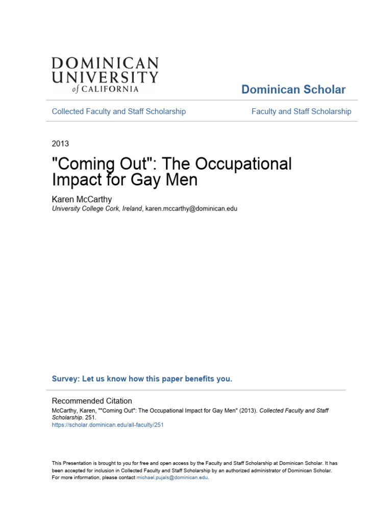 Coming Out The Occupational Impact For Gay Men PDF Coming