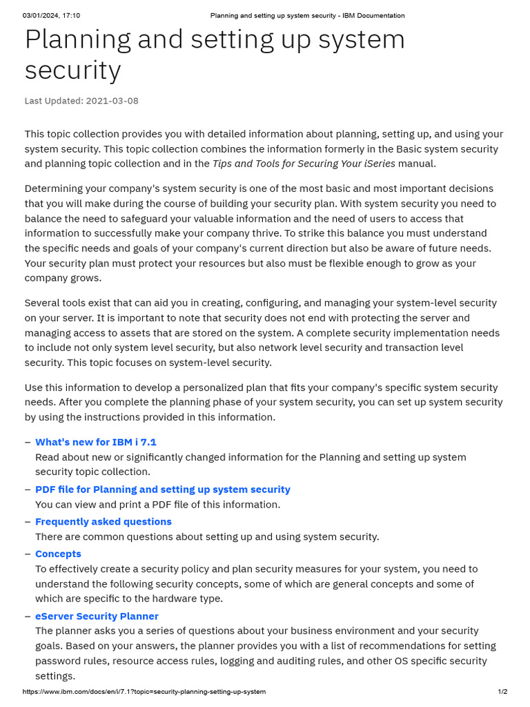 Planning and setting up system security ibm documentation pdf