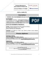 Edital Prefeitura Santo Antônio Do Grama MG 2023