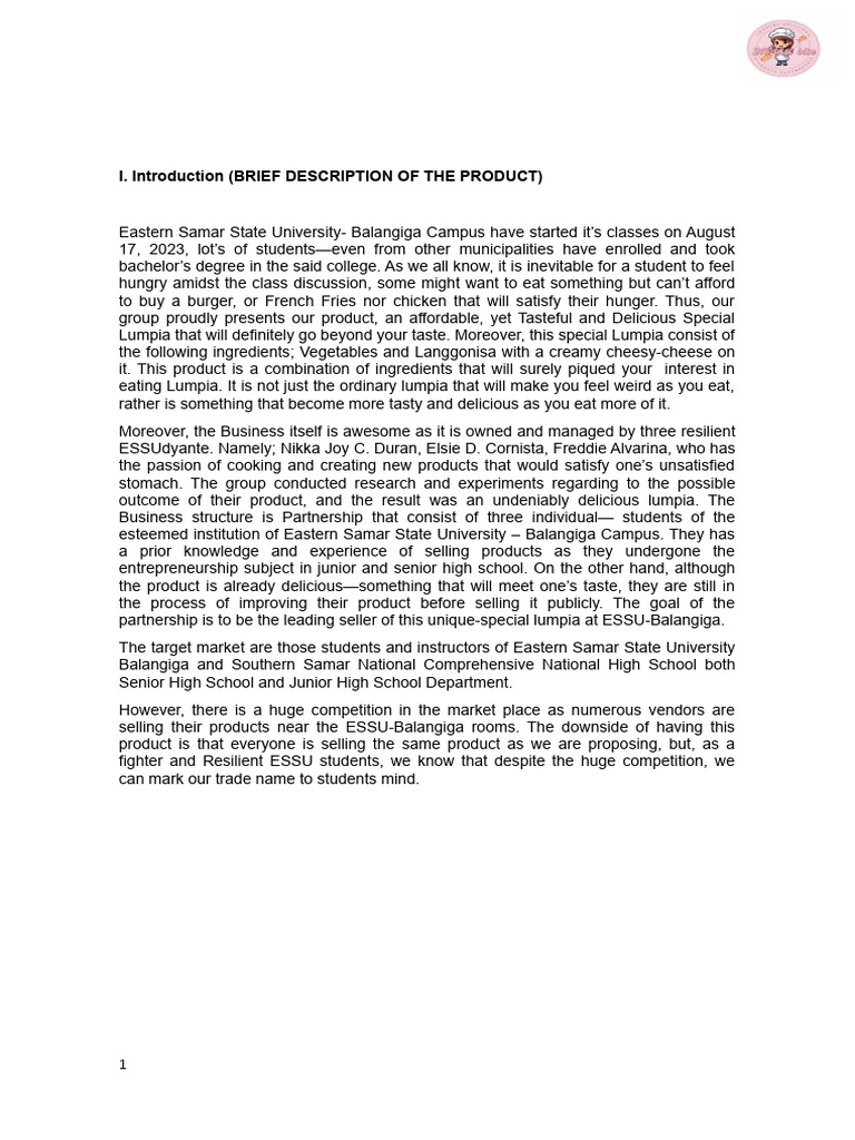 Business plan lumpia pdf