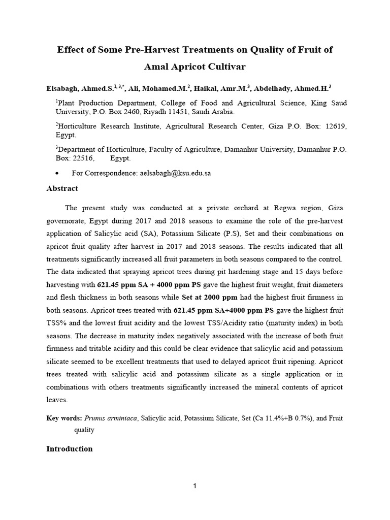 Apricot Shelf Life PDF
