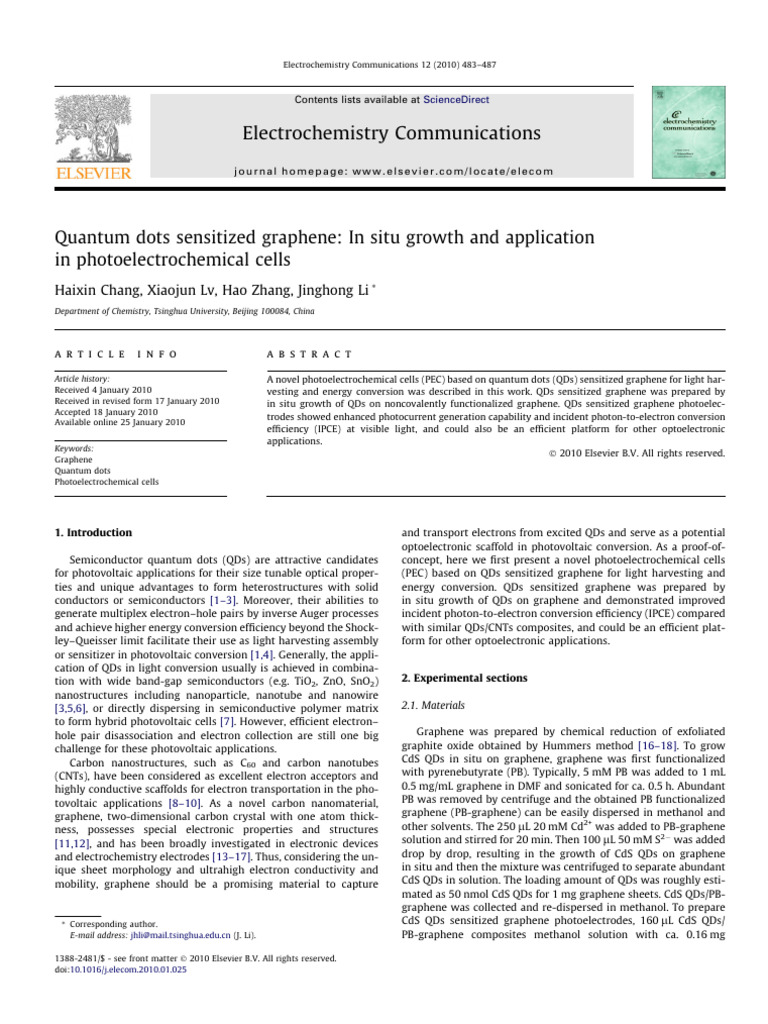 Quantum Dots on Graphene for PEC Applications | PDF | Graphene | Carbon ...