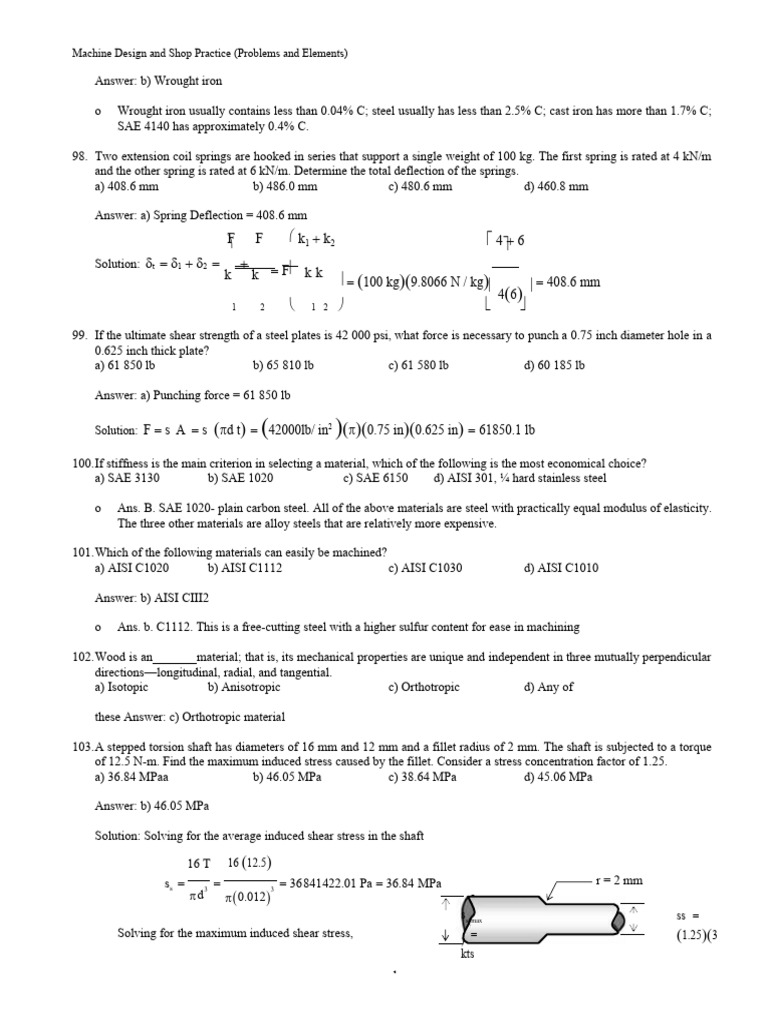 Machine Design Problems and Solutions | PDF | Steel | Gear