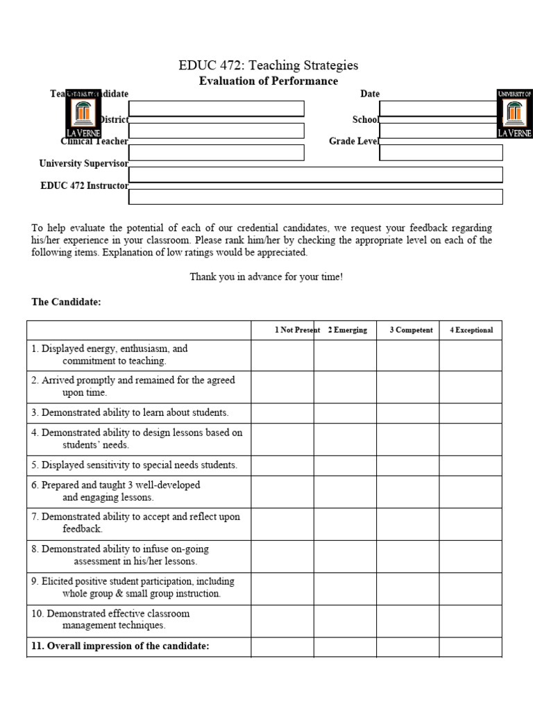 Teacher Evaluation Form 08 PDF