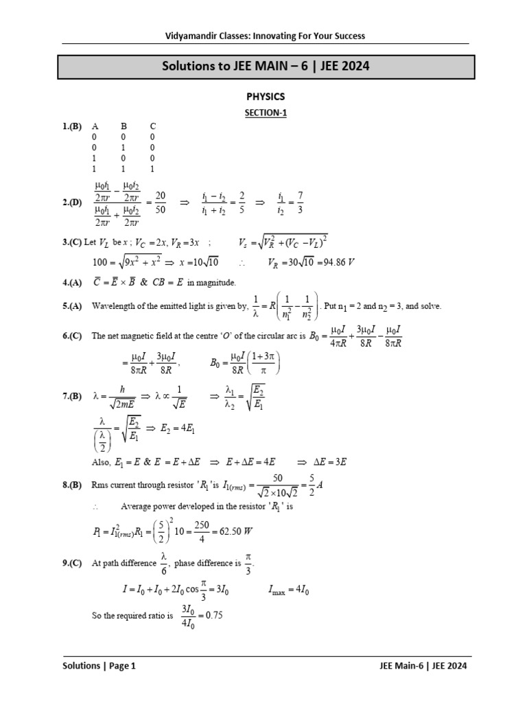 2024JEE Main6 Solutions PDF Base Pair Chemistry