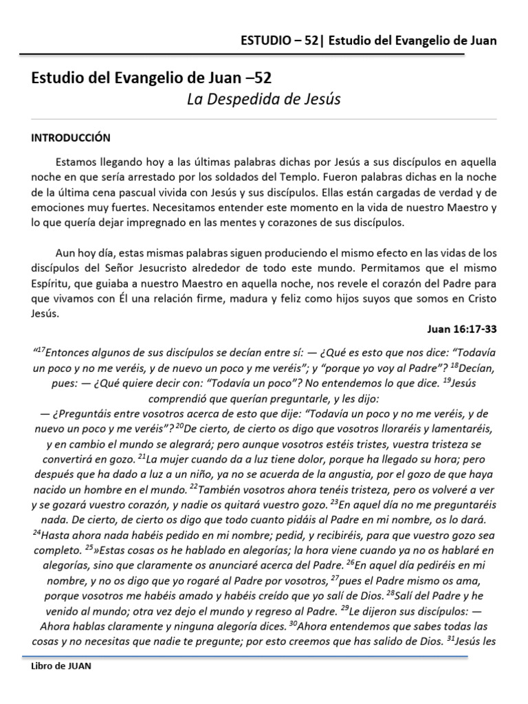 Juan Estudio Nro 52 La Despedida De Jesús Pdf