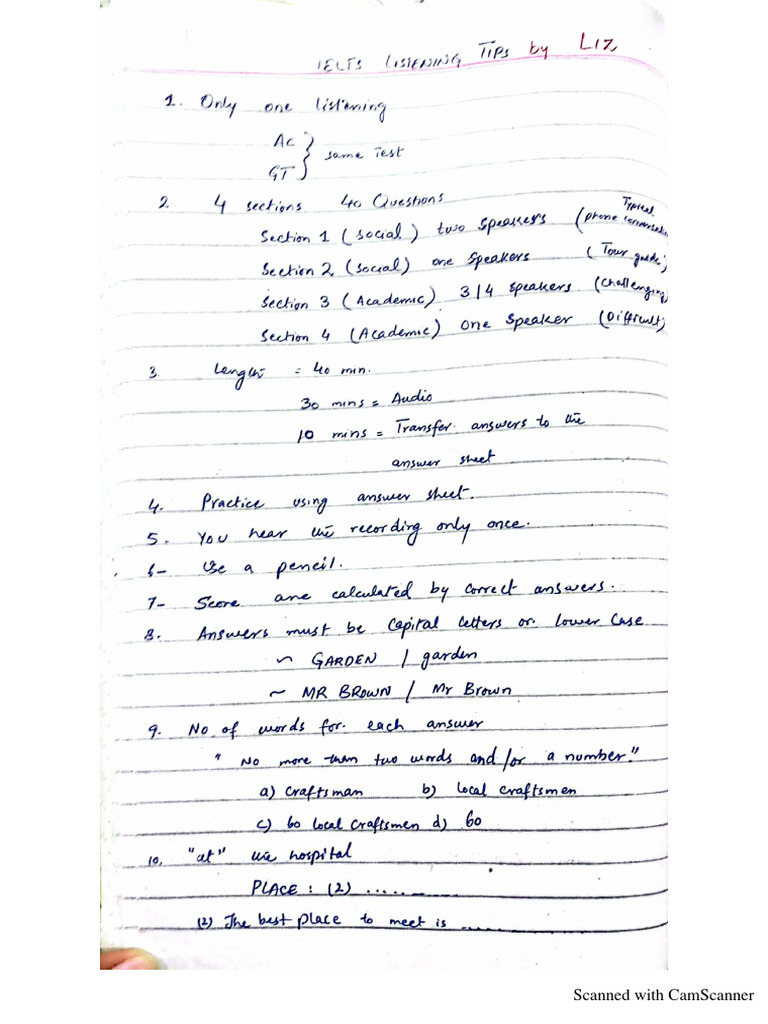 IELTS Listening Tips by Liz PDF