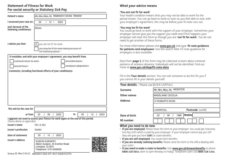 Fit Note Guidance for Patients | PDF | Employment | Business