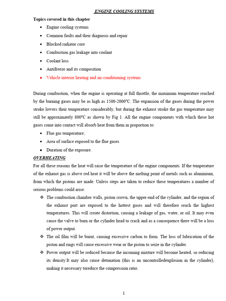 Engine Cooling System Notes 31517 PDF Radiator Engines