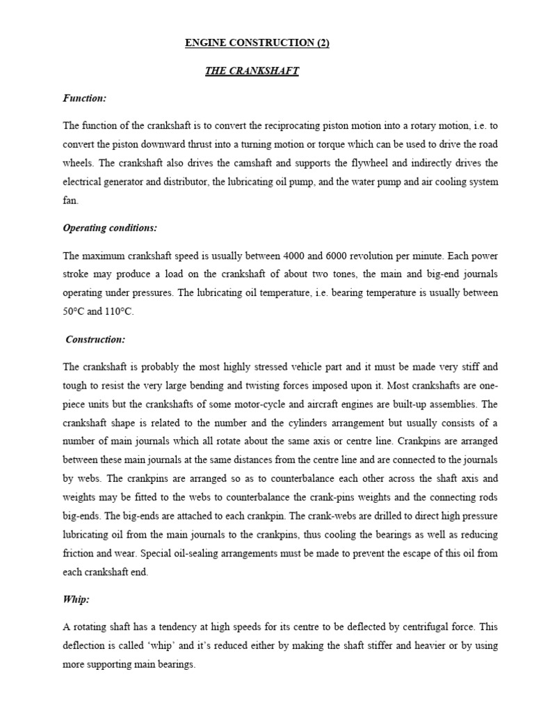 Crankshaft Design and Functionality | PDF | Piston | Bearing (Mechanical)