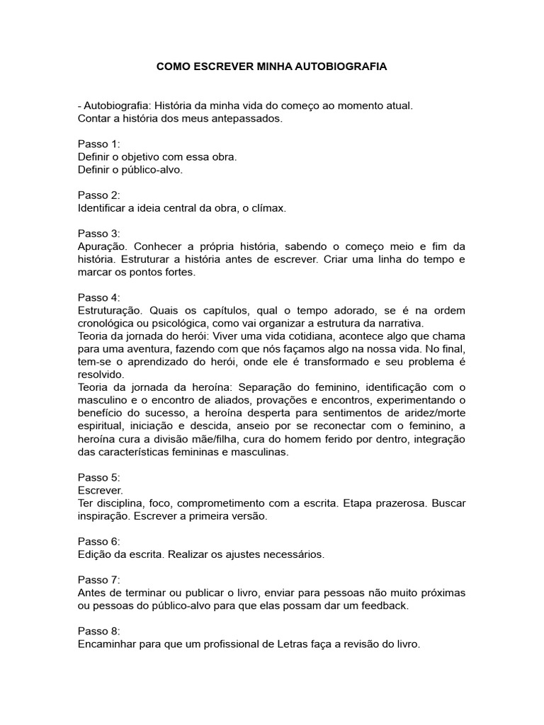 Guia Prático para Escrever sua Autobiografia | PDF