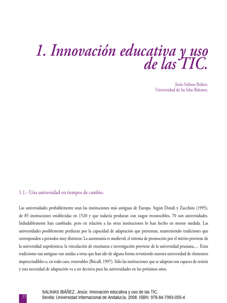 Innovación y TIC en la educación universitaria | PDF | Enseñando ...