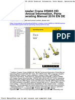 Liebherr Crawler Crane Hs895 HD 188182 Technical Information Parts Manual Operating Manual 2016 en de