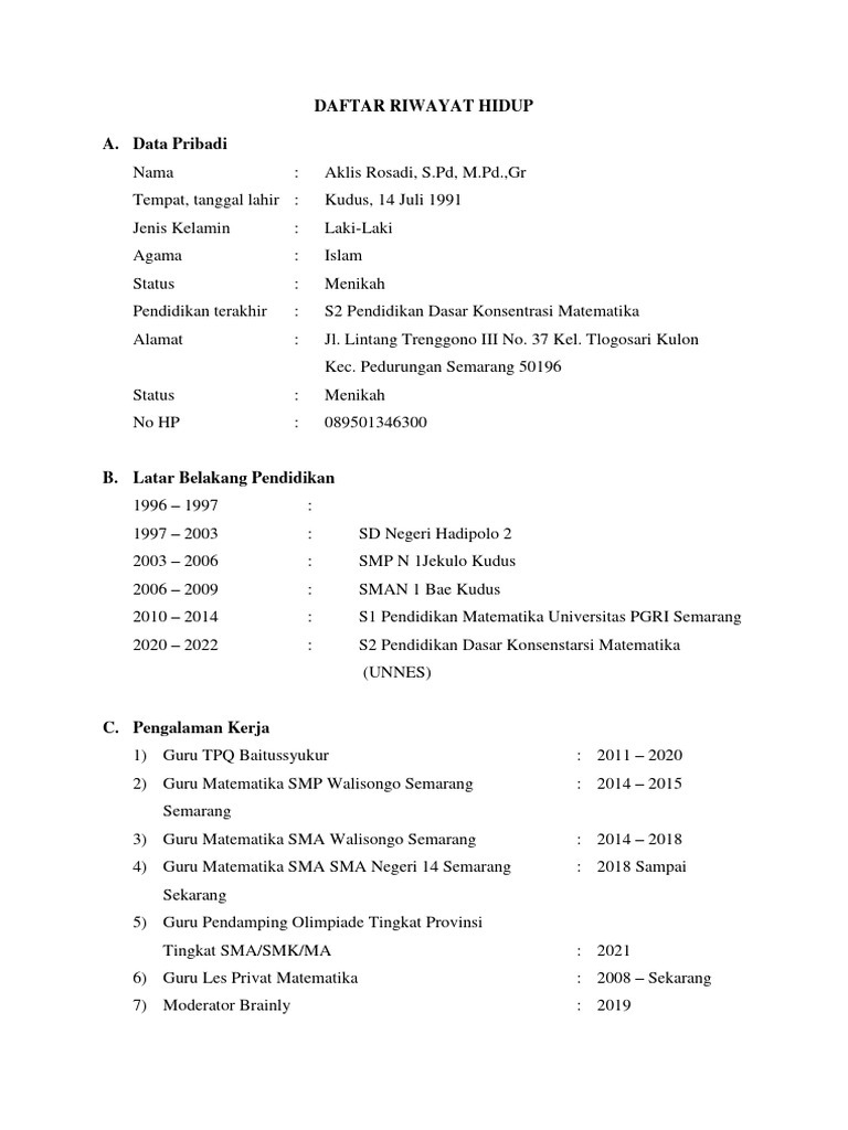 Profil Aklis Rosadi, S.Pd., M.Pd. | PDF