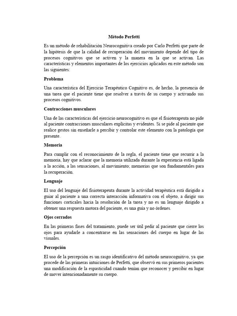 Método Perfetti | PDF | Percepción | Memoria