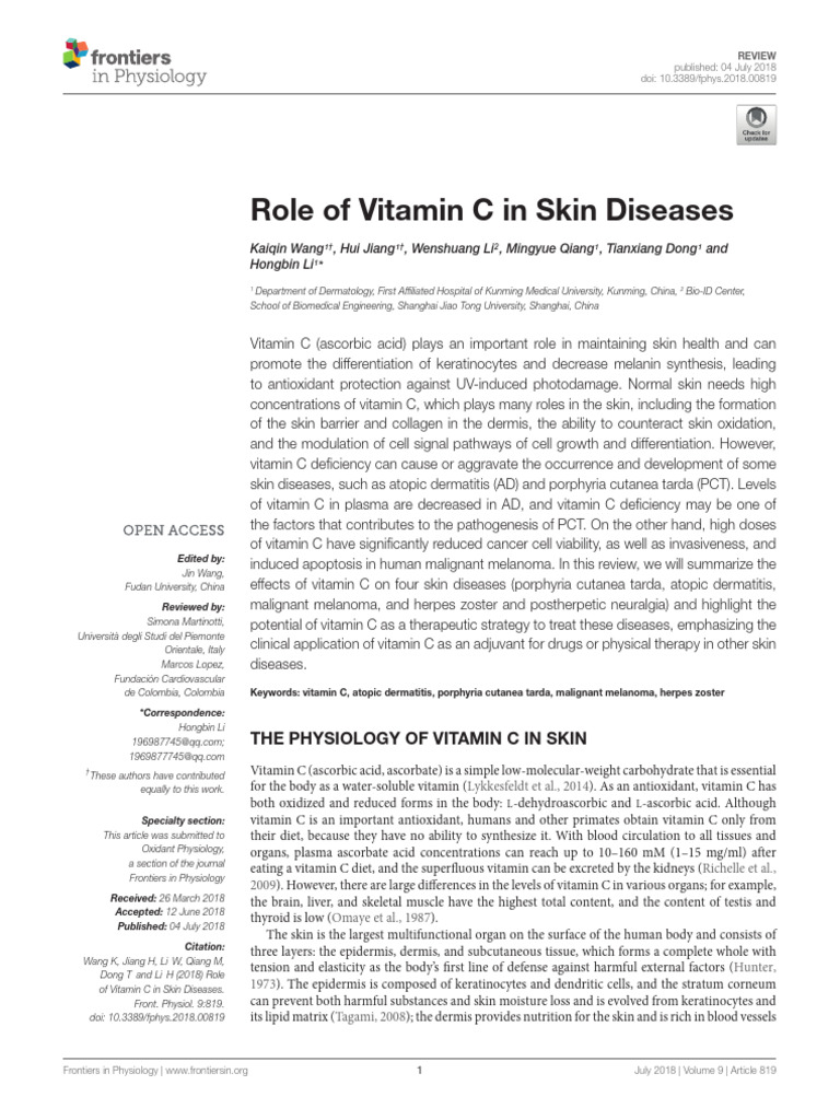 Role of Vitamin C in Skin Diseases | PDF