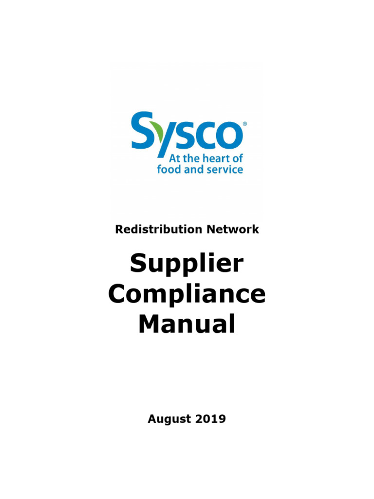 Sysco Supplier Compliance Manual 2019 | PDF | Technology & Engineering