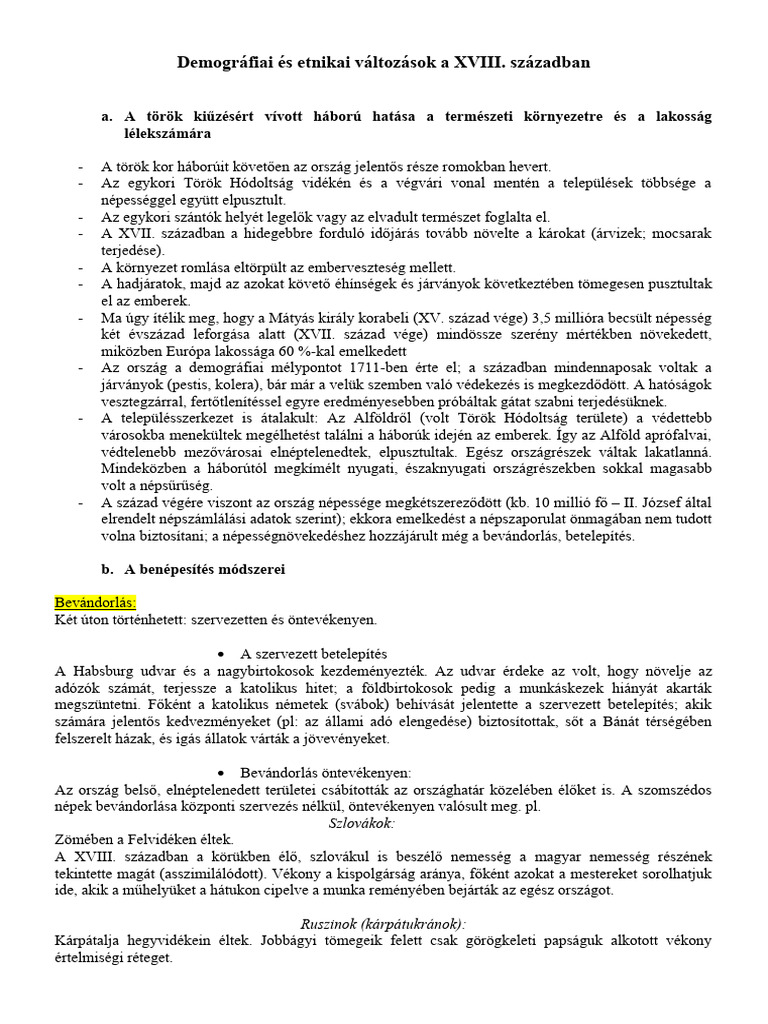 Demográfia-XVIII. század | PDF