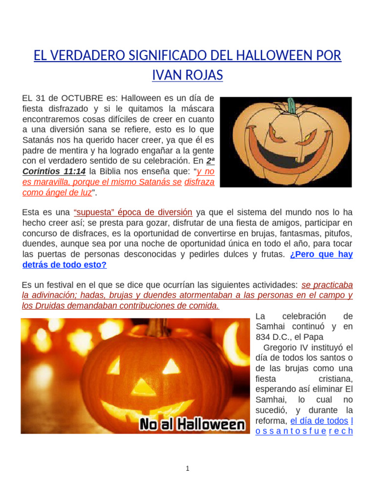 Halloween: Orígenes y Significado Oculto | PDF | Víspera de Todos los  Santos | satanismo, image size:768x1024