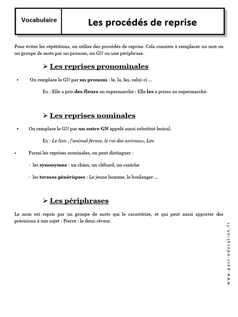 Procédés de reprise en français | PDF