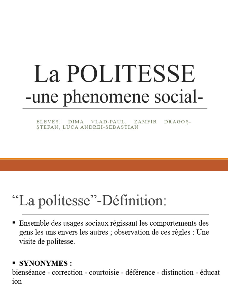 Définition et règles de la politesse | PDF