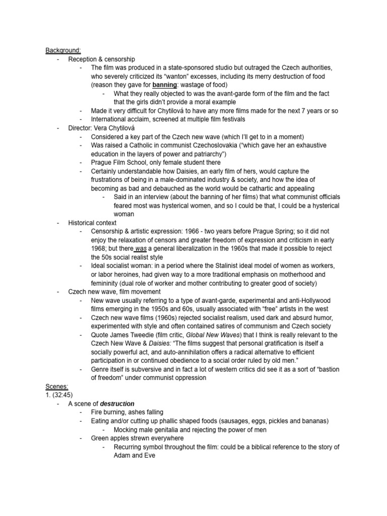 Daisies (Chytilova, 1966) Presentation Notes PDF