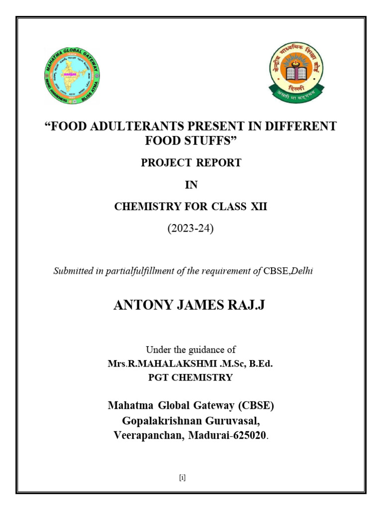 Chemistry Project PDF Chili Pepper Hygiene