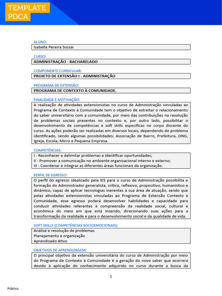 Template Pdca | PDF