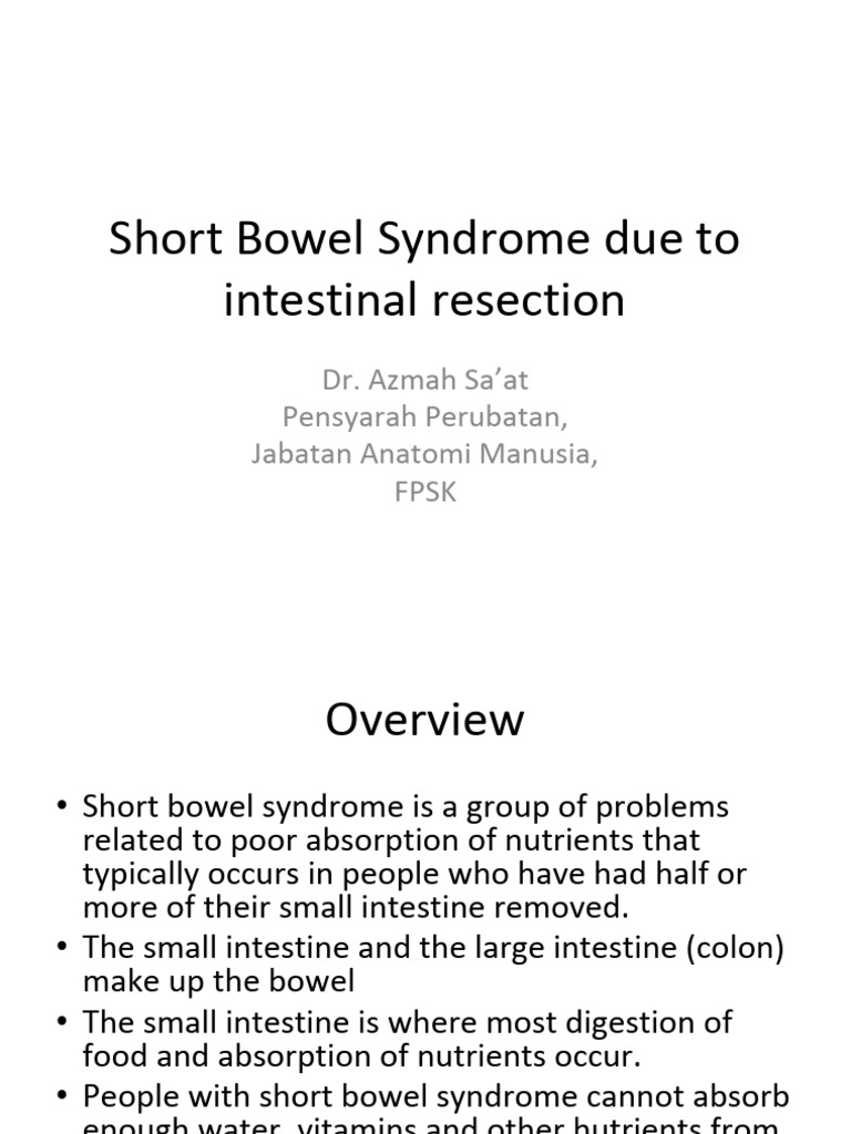 Short Bowel Syndrome PDF Gastrointestinal Tract Small Intestine