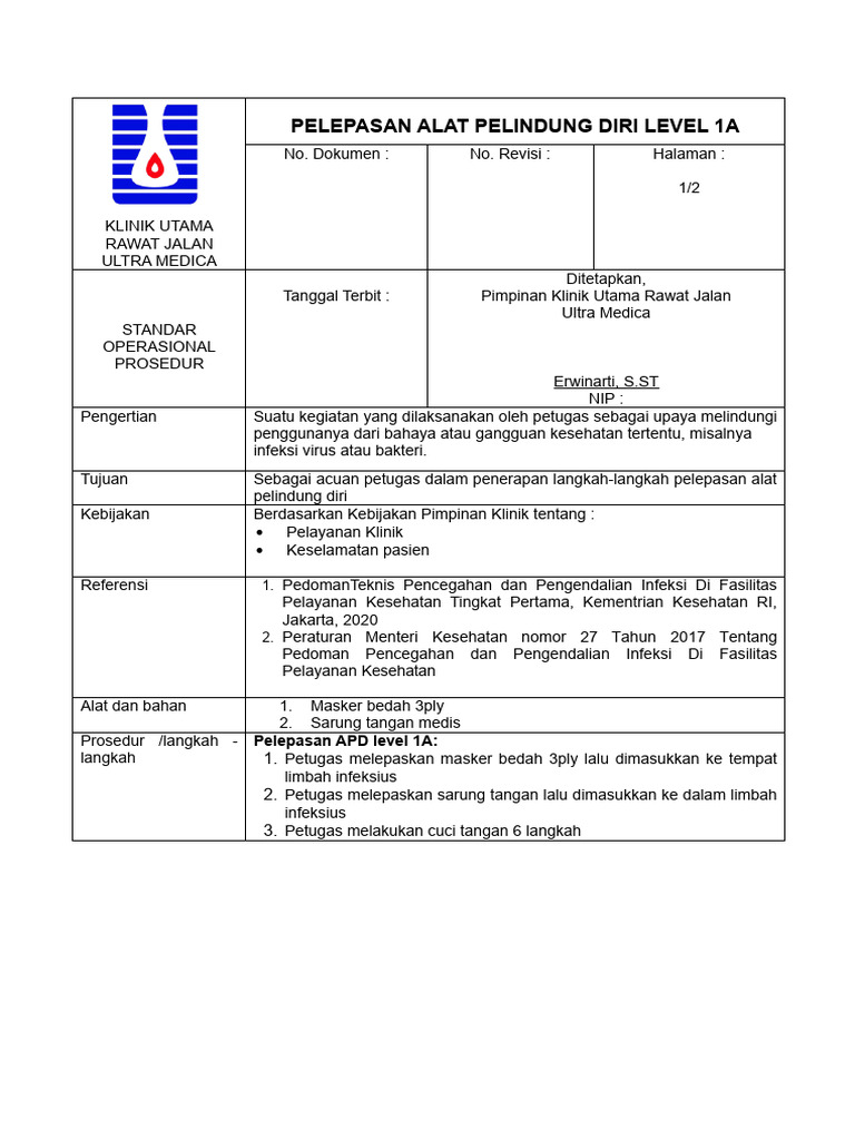Pelepasan Apd Level 1a | PDF