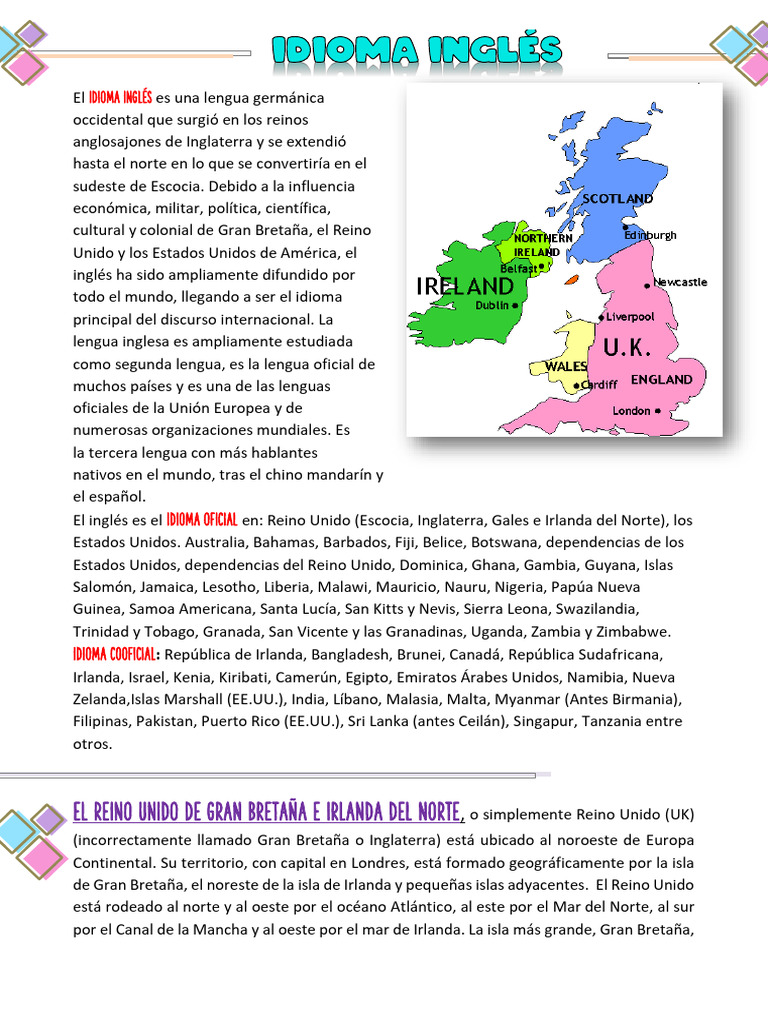 Idiomas y Geografía del Reino Unido | PDF | Idioma en Inglés | Reino Unido