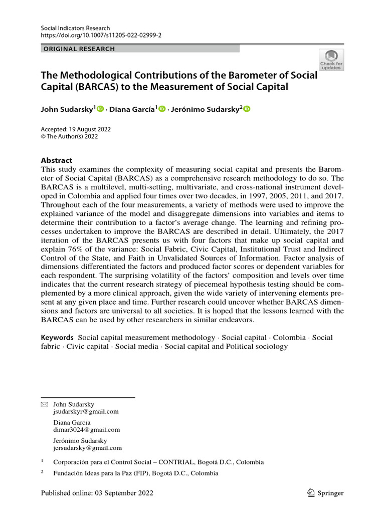 Measuring Social Capital with BARCAS | PDF