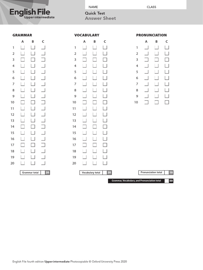 Ef4e Uppint Quicktest Answer Sheet Pdf