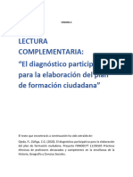 Lectura Complementaria: "El Diagnóstico Participativo para La Elaboración Del Plan de Formación Ciudadana"