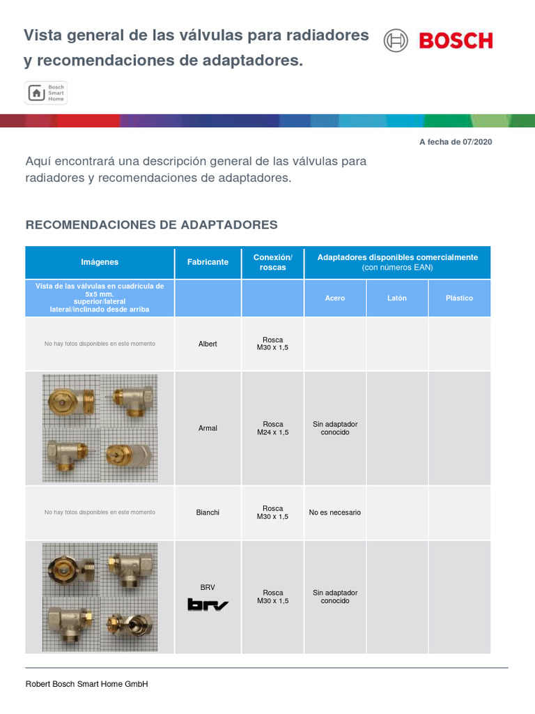 Válvulas de radiadores y adaptadores | PDF