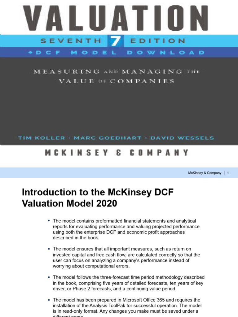 McKinsey DCF Valuation 2020 User Guide V4 | PDF | Finance & Money ...