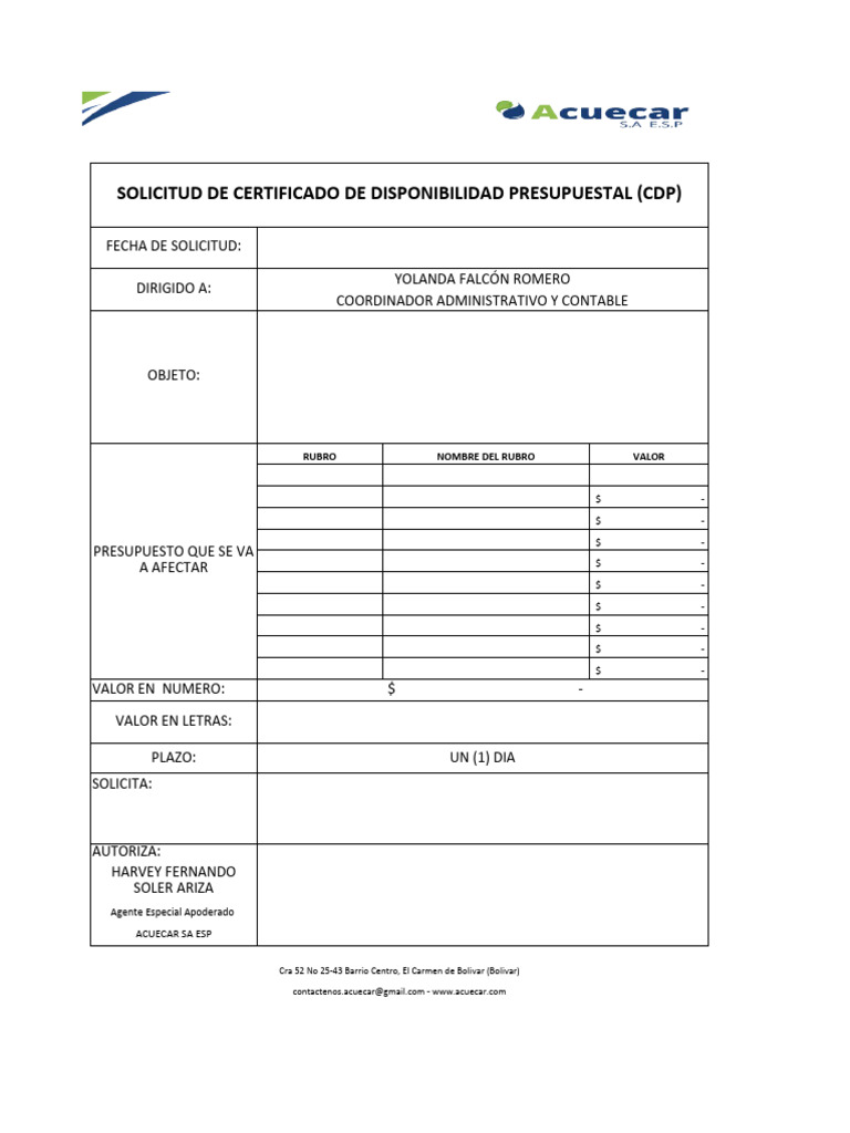 Formato CDP y RP | PDF