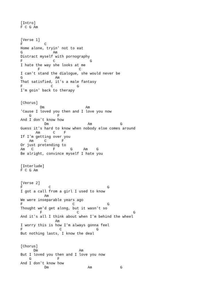 Male Fantasy Lyrics and Guitar Chords PDF