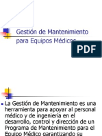 Diapositivas Gestion Del Mantenimiento para Equipos Medicos