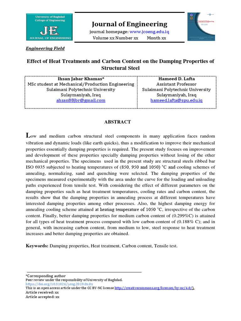 Effect of Heat Treatments and Carbon Content On The Damping Properties ...