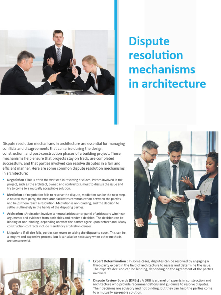 Arbitration and Dispute Resolution in Architecture | PDF | Mediation ...