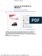 Mahindra Tractor 9110 9125 P S Operators Manual